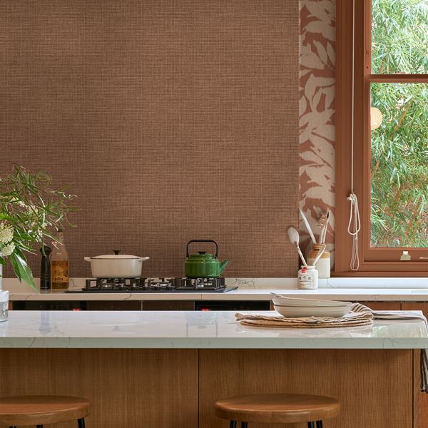 Rustic Weft Wallpaper - Clay